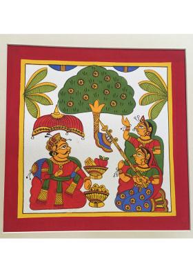 Citystore.in, Art & Paintings, Phad-painting--size10.5x10.5inches{kings-break-fast-in-garden}, Phad Painting